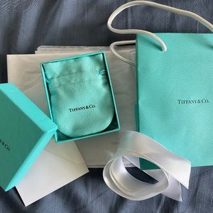 Authentic Small Tiffany & Co Gift Box w Pouch, tissue, gift card, ribbon and bag
